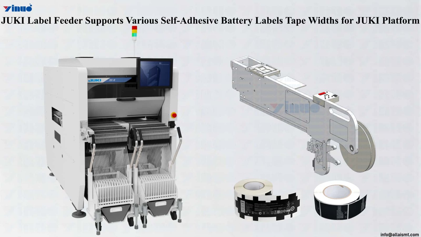 JUKI Label Feeder Supports Various Self-Adhesive Battery Labels Tape Widths for JUKI Platform