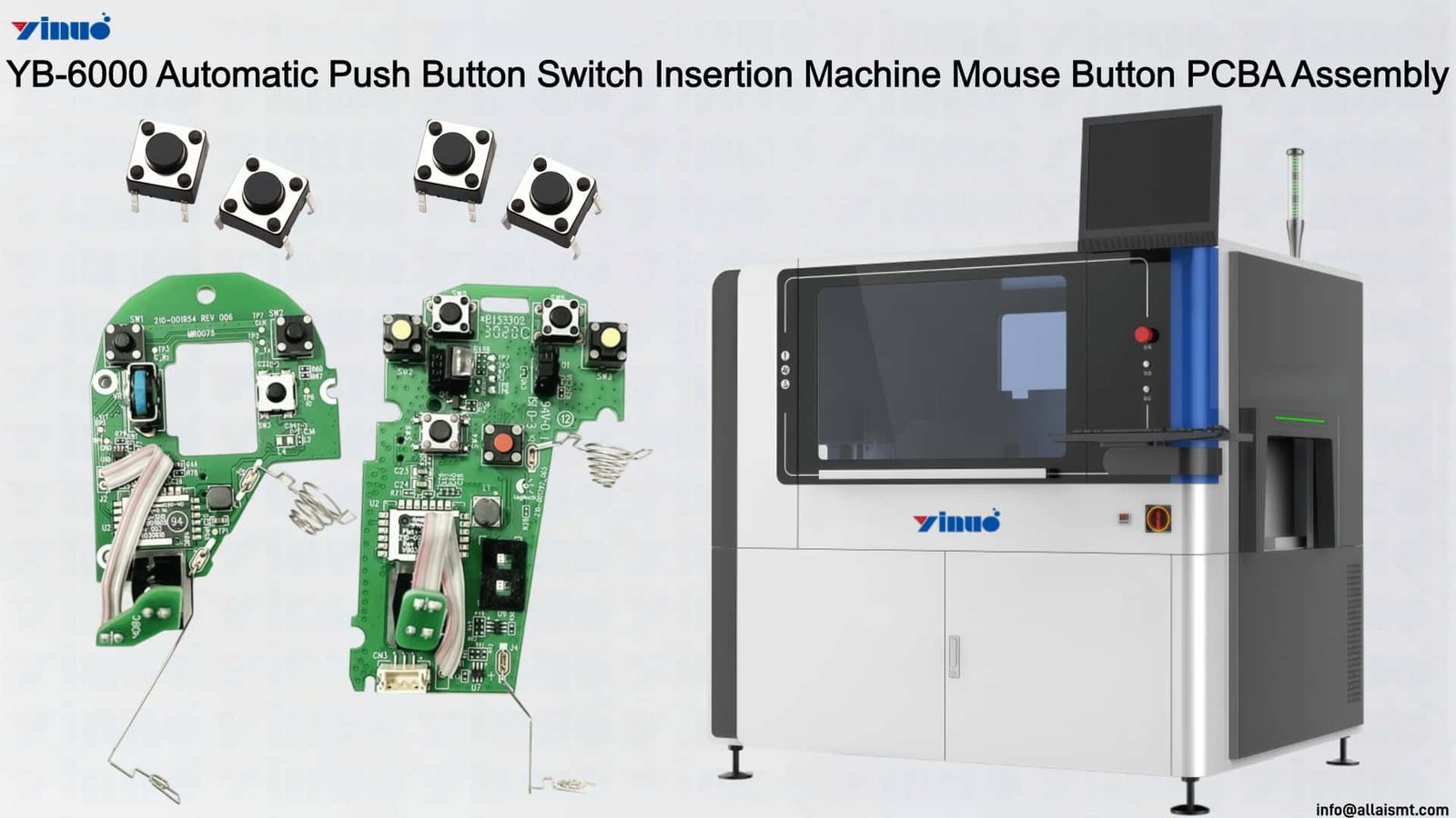 YB-6000 Automatic Push Button Switch Insertion Machine Mouse Button PCBA Assembly