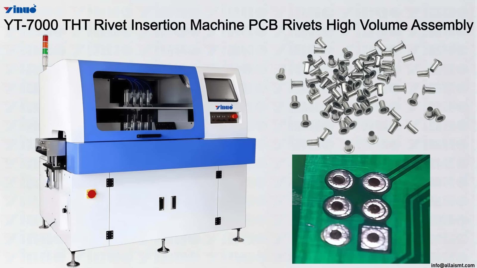 YT-7000 THT Rivet Insertion Machine PCB Rivets High Volume Assembly