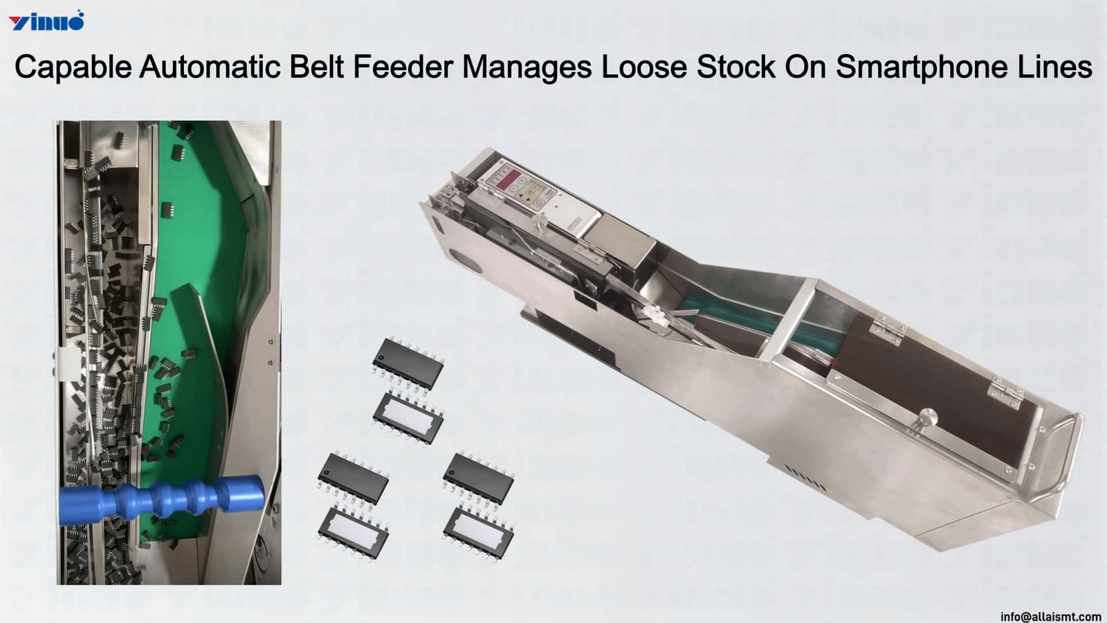 Capable Automatic Belt Feeder Manages Loose Stock On Smartphone Lines Capable Automatic Belt Feeder Manages Loose Stock On Smartphone Lines