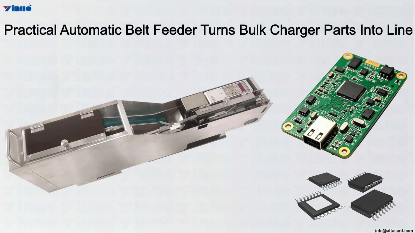 Practical Automatic Belt Feeder Turns Bulk Charger Parts Into Line Practical Automatic Belt Feeder Turns Bulk Charger Parts Into Line