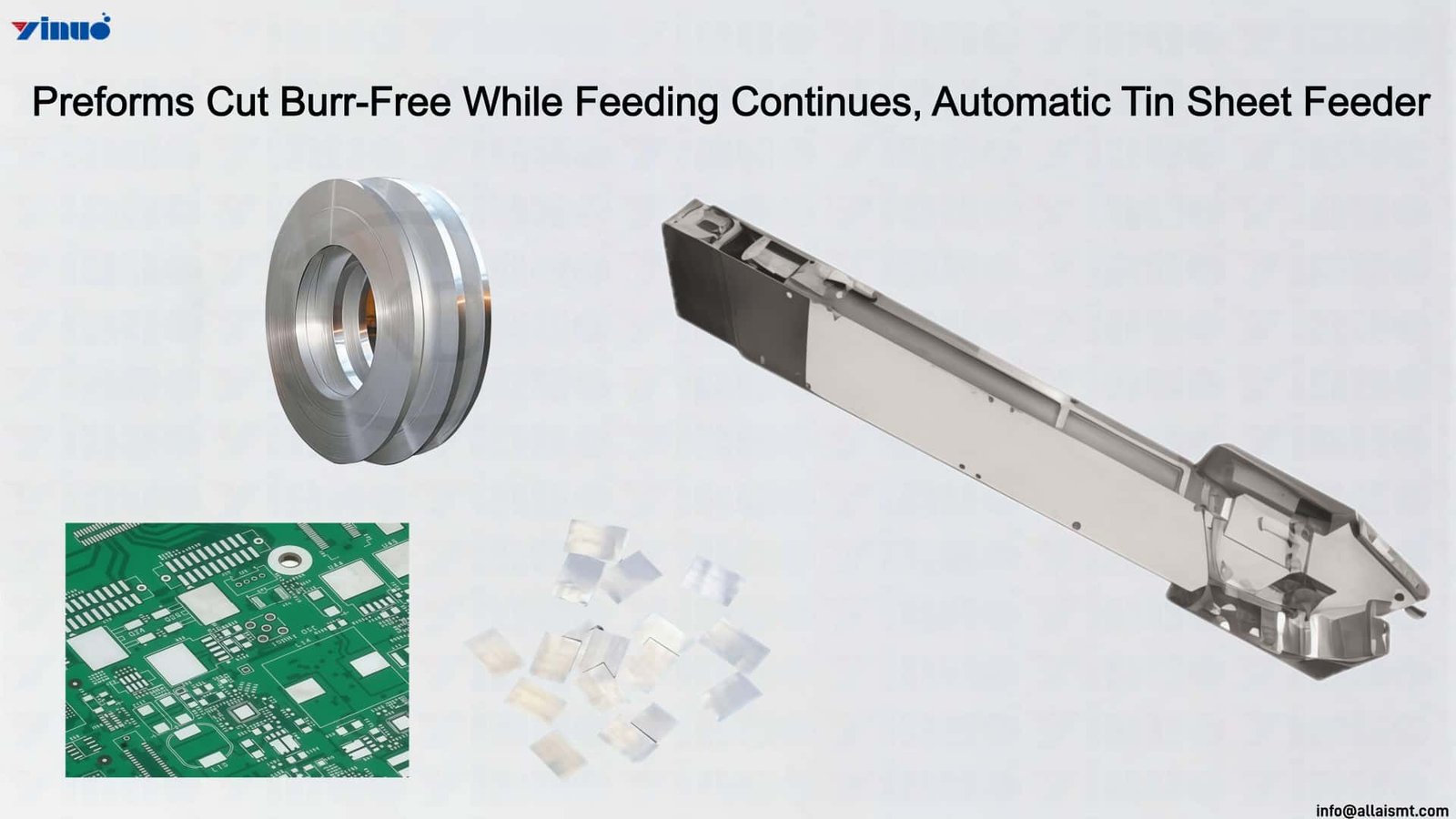 Preforms Cut Burr-Free While Feeding Continues, Automatic Tin Sheet Feeder Preforms Cut Burr-Free While Feeding Continues, Automatic Tin Sheet Feeder