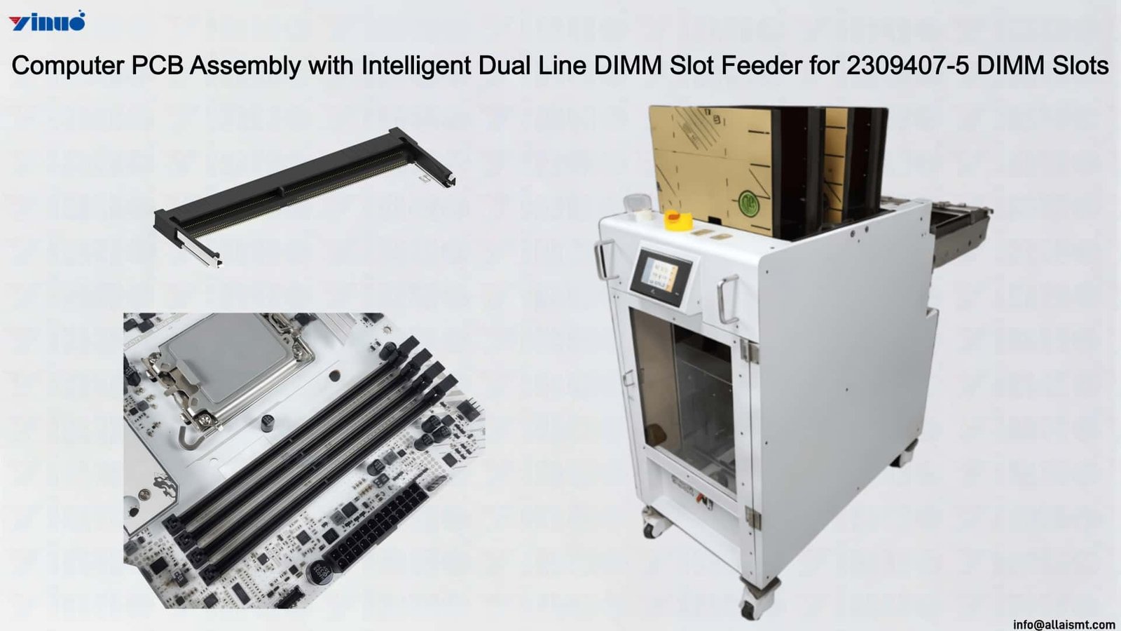 Computer-Leiterplattenbestückung mit intelligentem Dual-Line-DIMM-Steckplatz-Zuführer für 2309407-5 DIMM-Steckplätze Computer PCB Assembly with Intelligent Dual Line DIMM Slot Feeder for 2309407-5 DIMM Slots