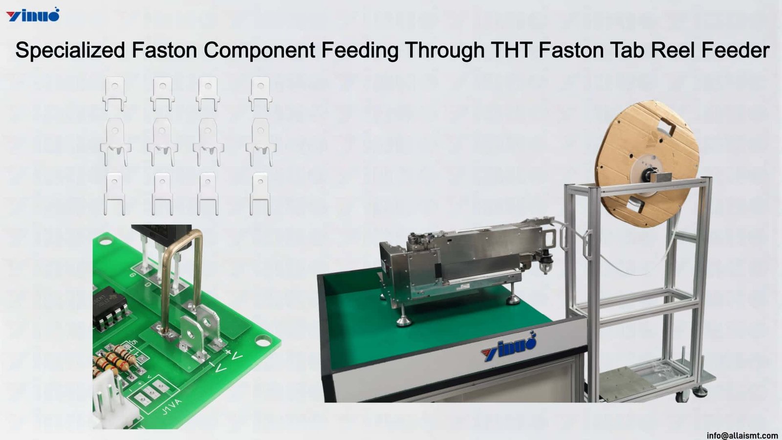 Specialized Faston Component Feeding Through THT Faston Tab Reel Feeder Specialized Faston Component Feeding Through THT Faston Tab Reel Feeder